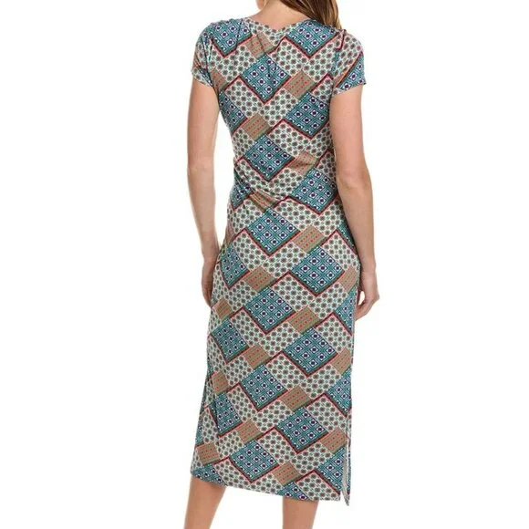 Elie Tahari Tropez Tile Twisted Front Midi Dress NWT M Vacation Office Wear - Picture 5 of 5